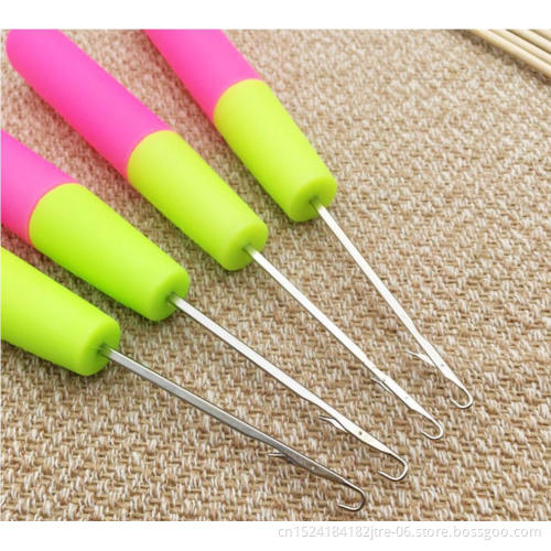 dreadlock crochet needle set candy crochet hook heads, plastic crochet hook with handle, crochet latch hook hair crochet hooks